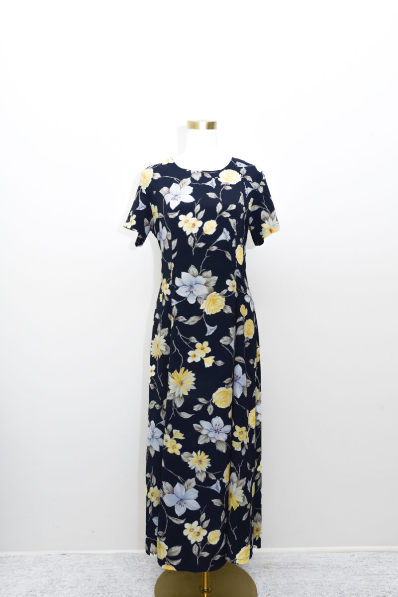 Navy Blue Floral Maxi Dress