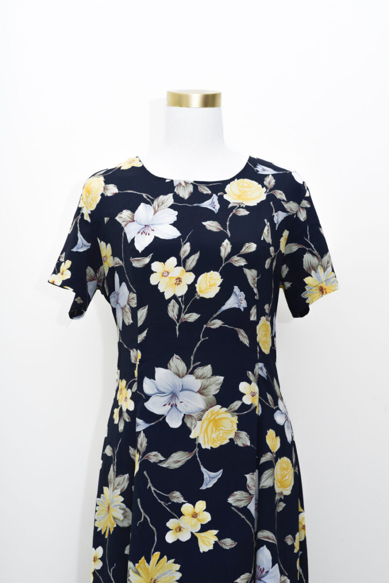 Navy Blue Floral Maxi Dress