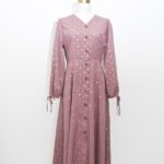 Pink Maxi Dress with gold Polka dots