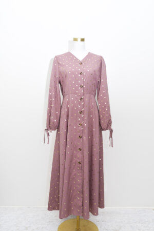 Pink Maxi Dress with gold Polka dots