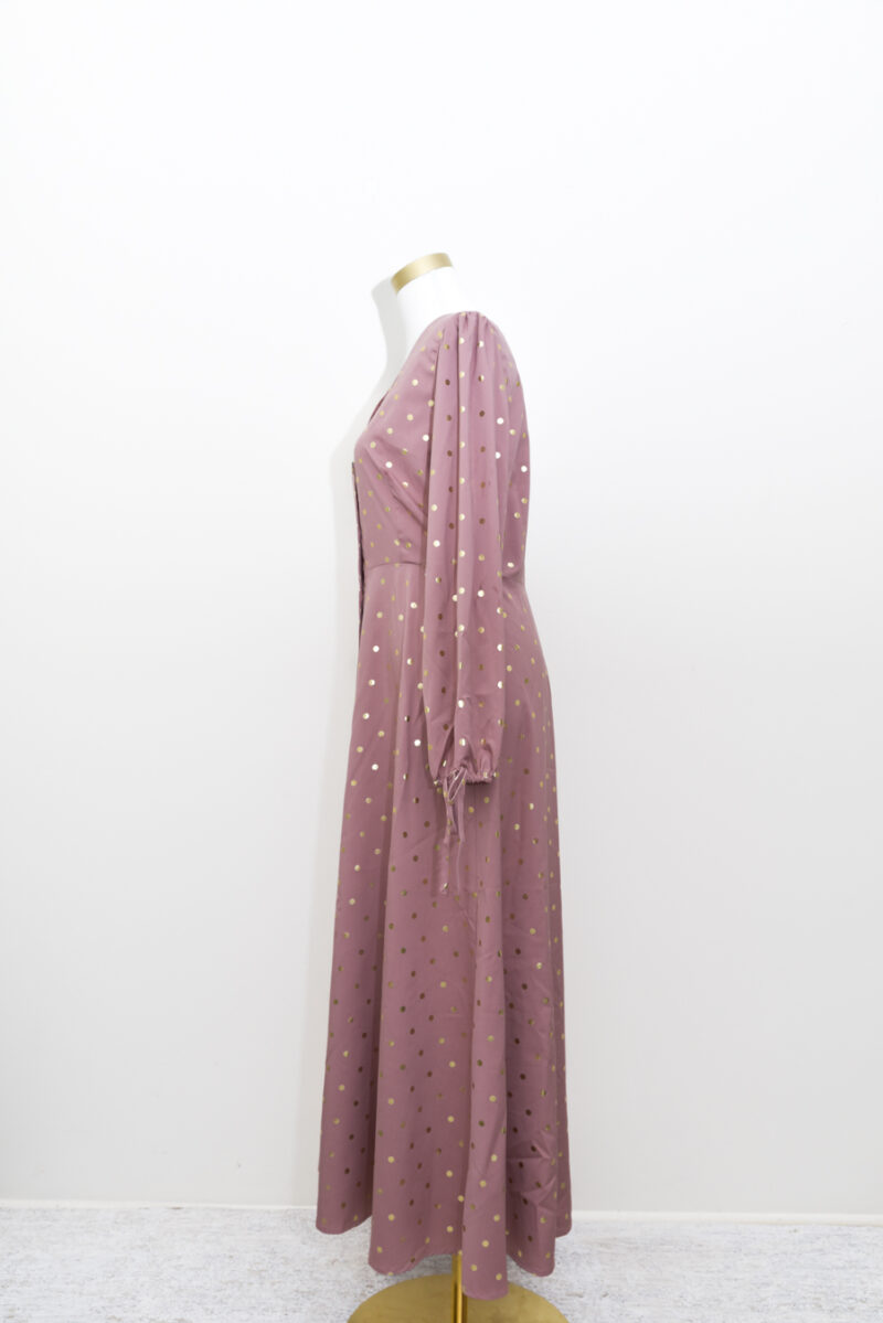 Pink Maxi Dress with gold Polka dots