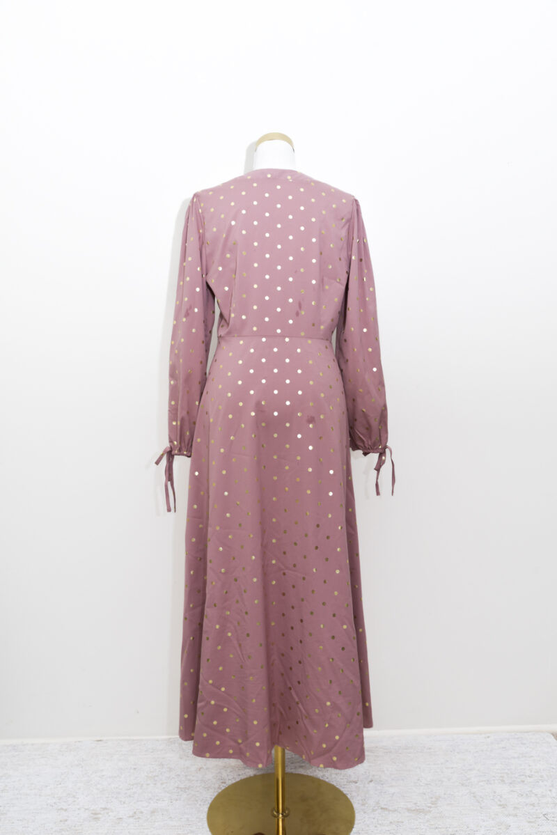 Pink Maxi Dress with gold Polka dots