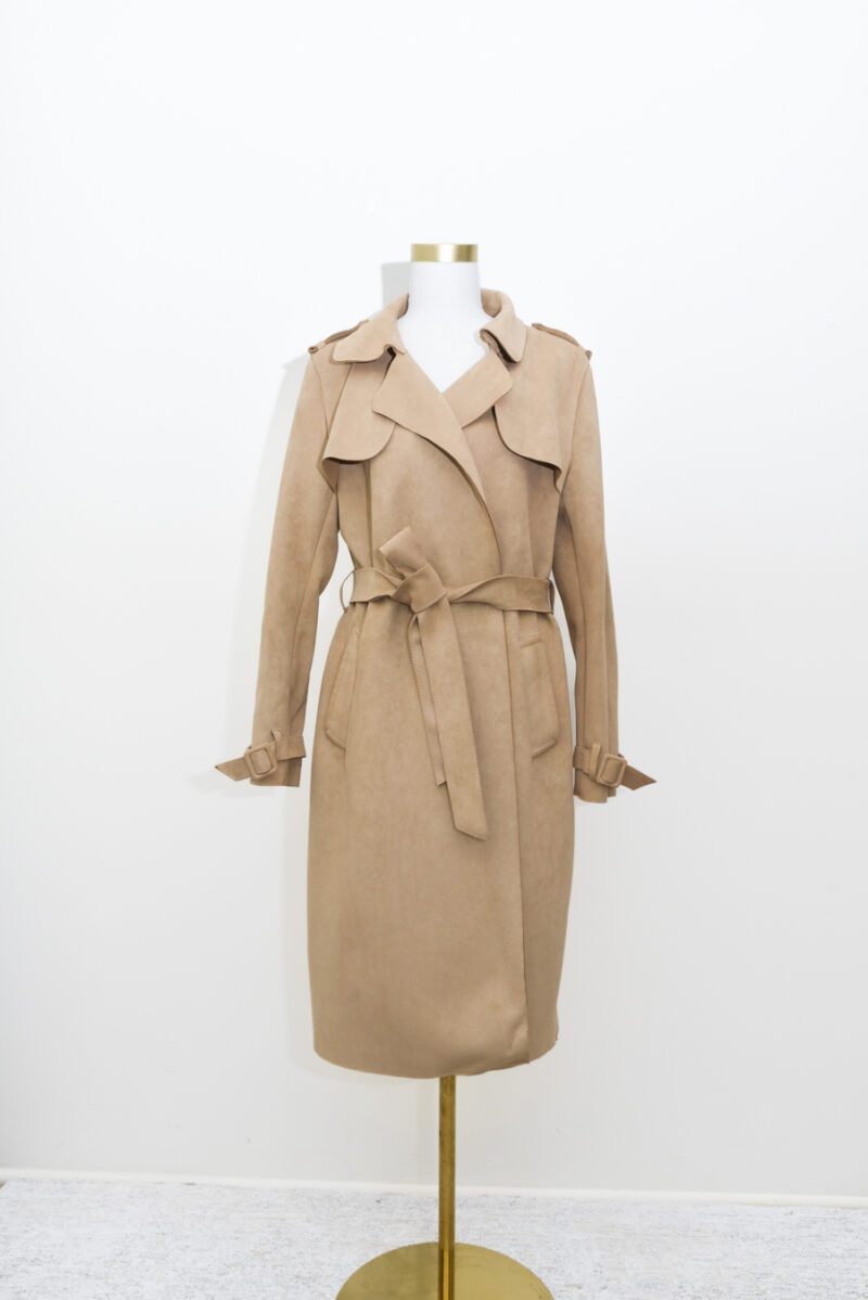 Suede Trench Coat - Size 12