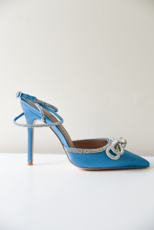 Novo Blue Satin Bowtie Heel - Size 7