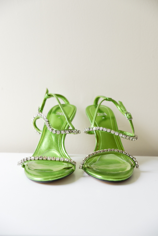 Zara Metalic Green Heel - Size 8