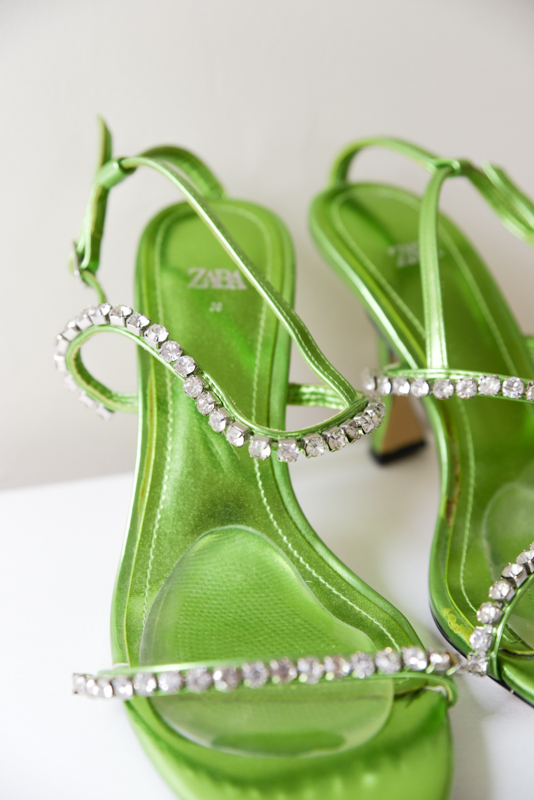 Zara Metalic Green Heel - Size 8