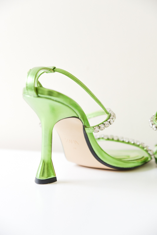 Zara Metalic Green Heel - Size 8