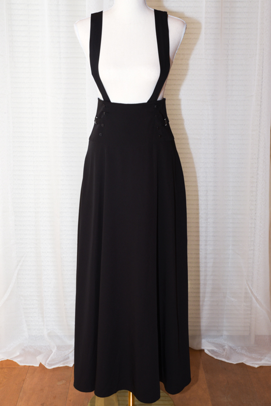 Black Maxi Skirt with Straps - Size 8
